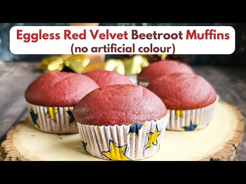 Eggless Red Velvet Beetroot Muffins | red velvet cupcakes | eggless red velvet cupcakes