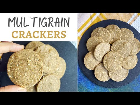 Baked Savory Multigrain Crackers Recipe | Healthy Baked Mathri | Savoury Crackers